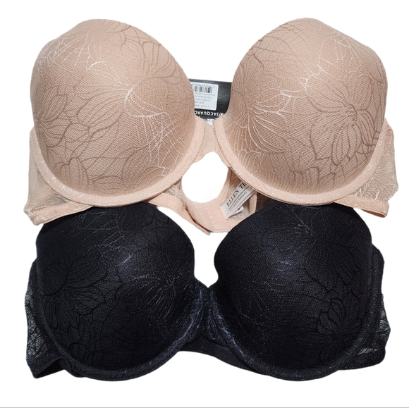 Ellen Tracy Jacquard Soft Lift Underwire Bra 2-pack With Adjustable Straps 38C - Picture 2 of 8